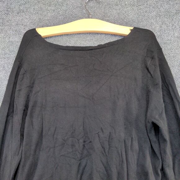 Alya Women's Tunic Sweater Black Large Long Sleeve Lace Hem Rayon V-Neck - Picture 6 of 12